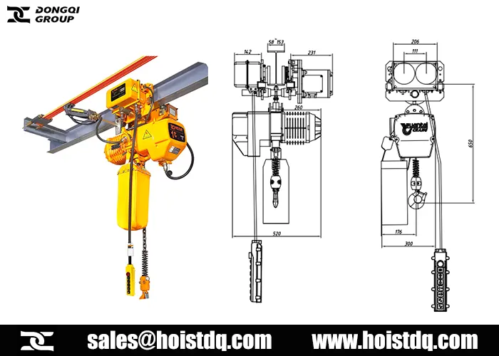 1t-6m electric chain hoist design