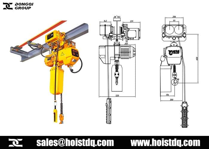 double speed 1 ton electric chain hoist design