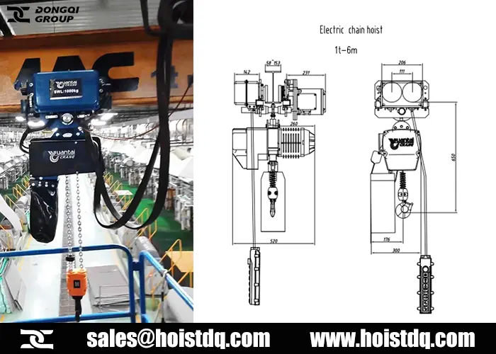 1 ton electric chain hoist with trolley design