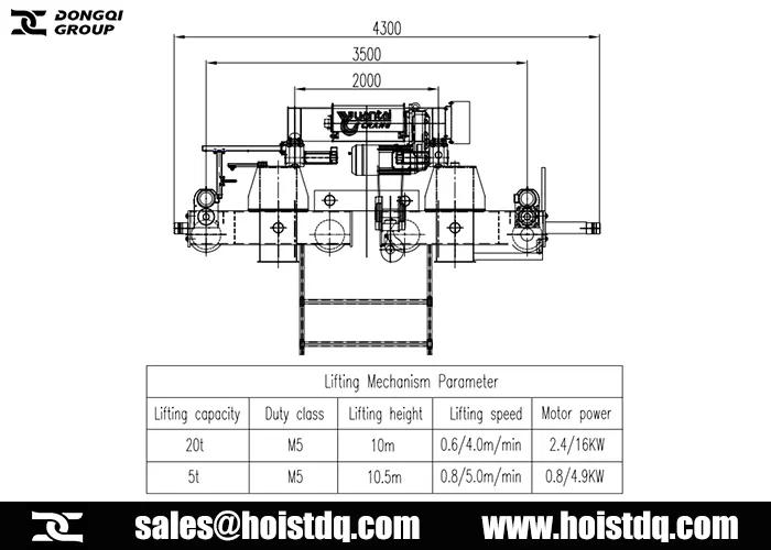 20/5 ton double girder hoist design drawing