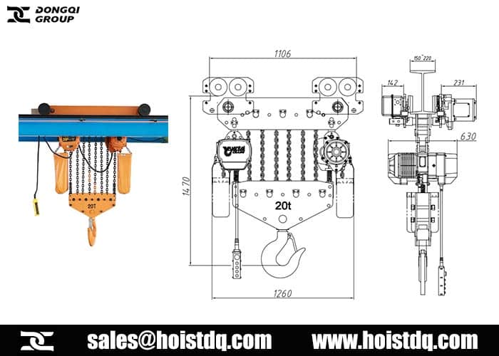 20 ton electric chain hoist design drawing