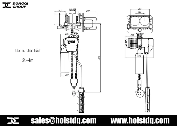 2 ton 4m electric chain hoist design