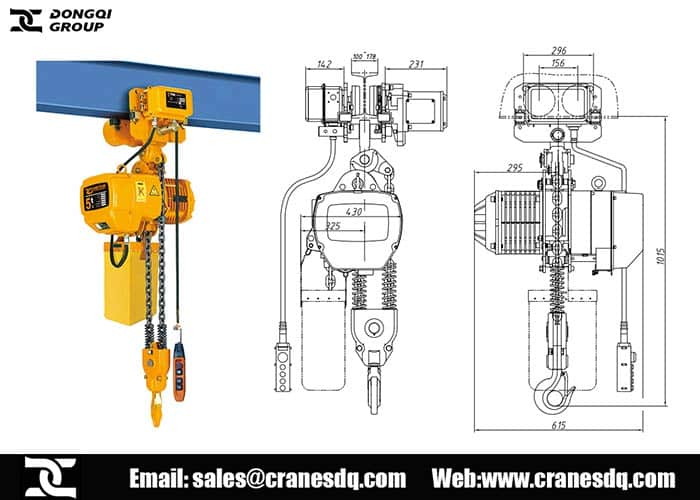 EL Salvador 5 ton 9m electric chain hoist design