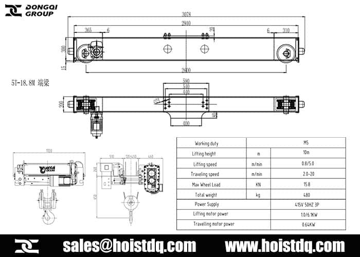 European standard 5 ton overhead crane kits design