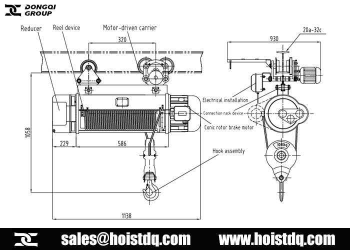 Maldives 3 ton 30m electric hoist design drawing