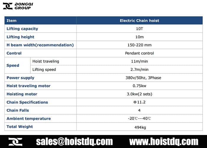 Morocco 10 ton electric chain hoist design details