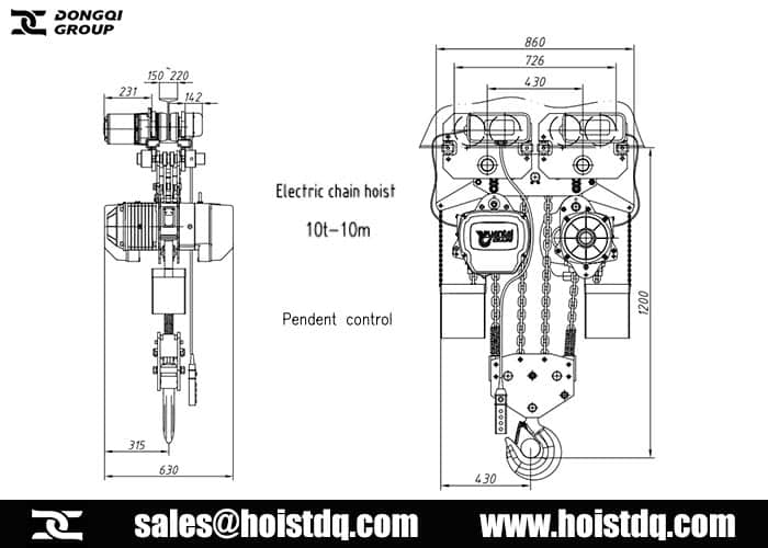 Morocco 10 ton electric chain hoist design drawing