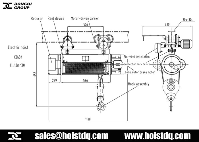 Pakistan 3t 24m wire rope hoist design drawing