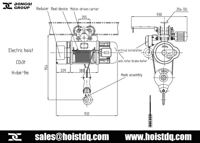 Pakistan 3t 6m wire rope hoist design drawing