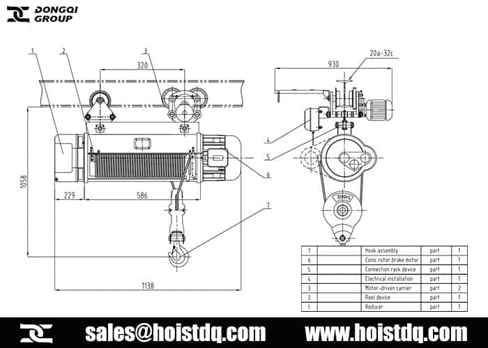 Philippines 3 ton 34m wire rope hoist design