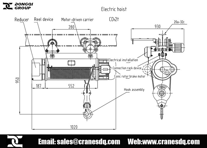 Puerto Rico 2 ton 30m wire rope hoist design