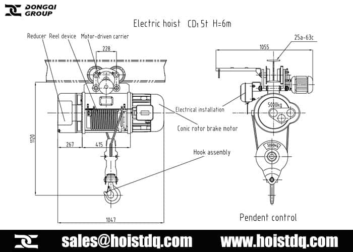 Saudi Arabia 5 ton wire rope hoist design