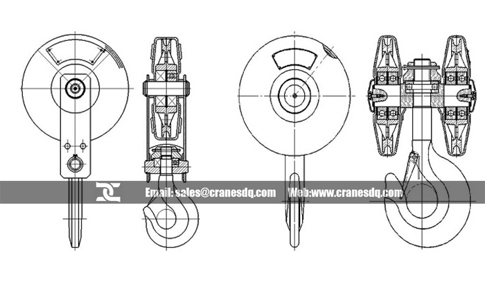 Hook set for electric rope hoist