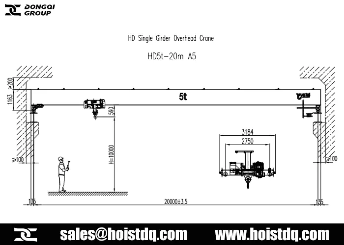 European standard 5 ton overhead crane design