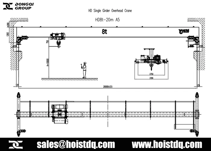 European standard 8 ton overhead crane design