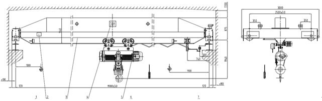 Single girder indoor crane drawing