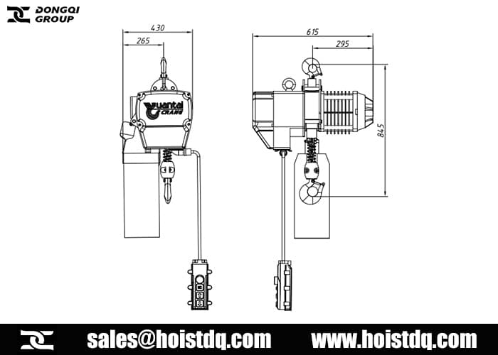 3 ton single phase electric chain hoist design drawing